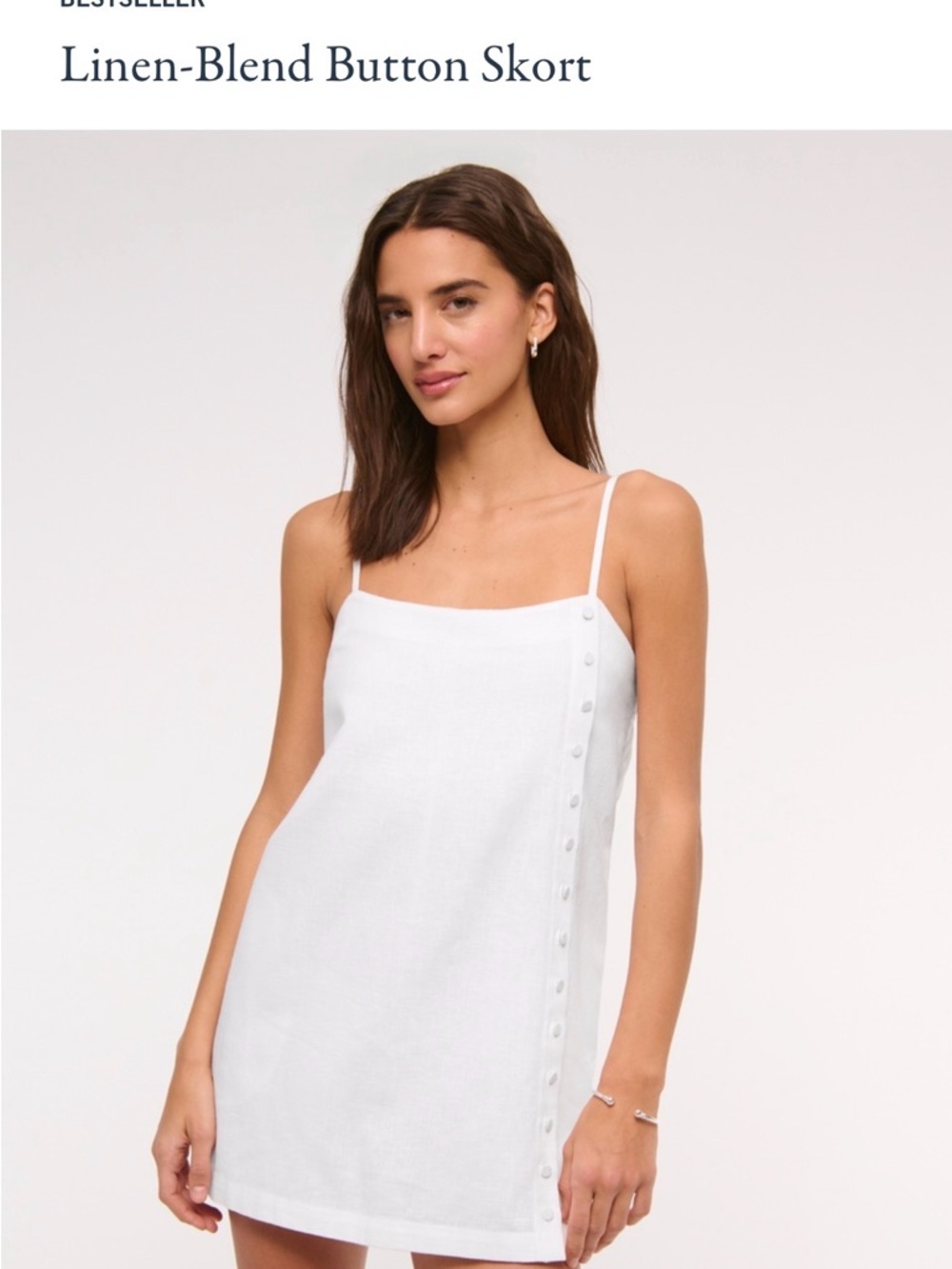 Abercrombie & Fitch White Linen-Blend Button Skort Dress
